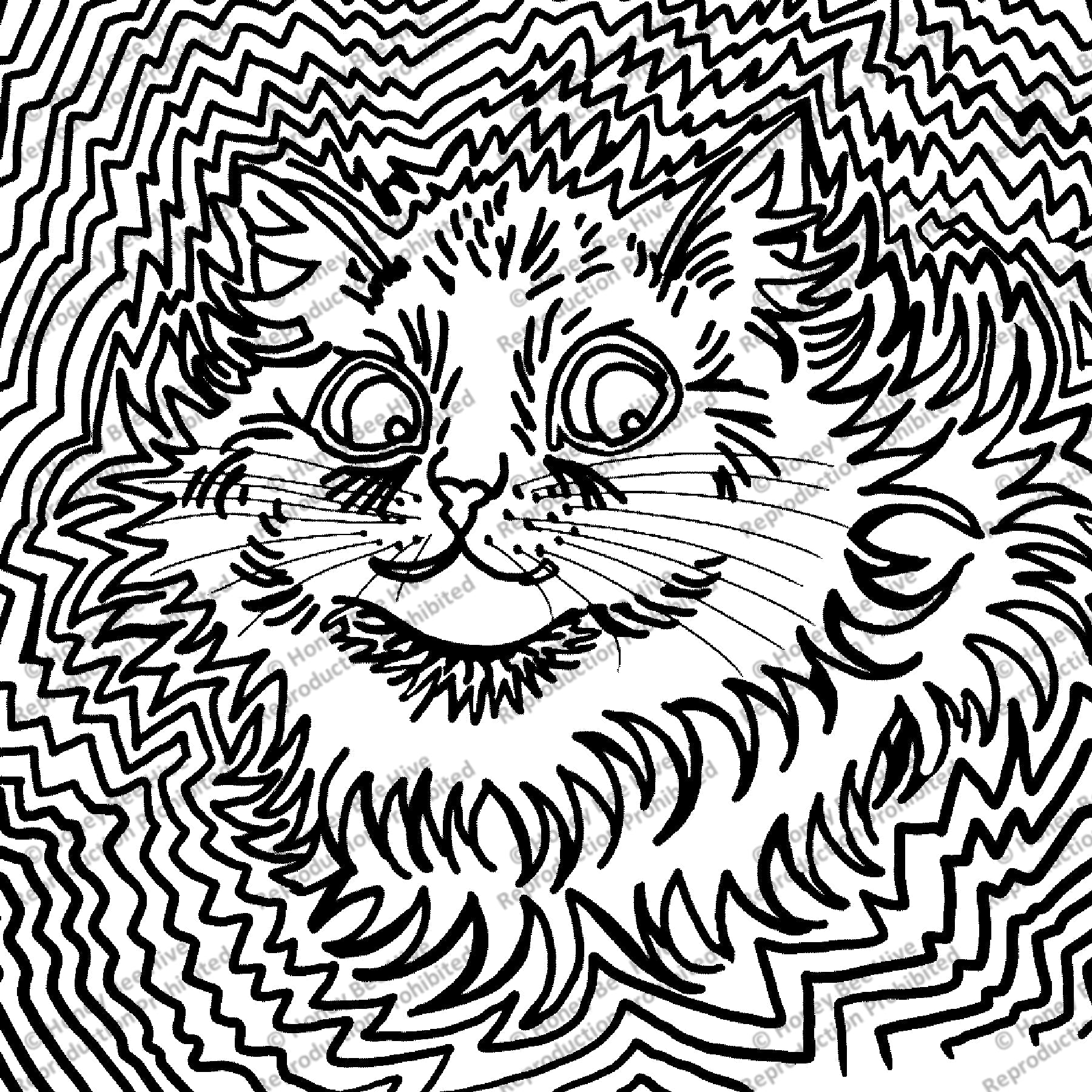 Electric Cat by Louis Wain, rug hooking pattern