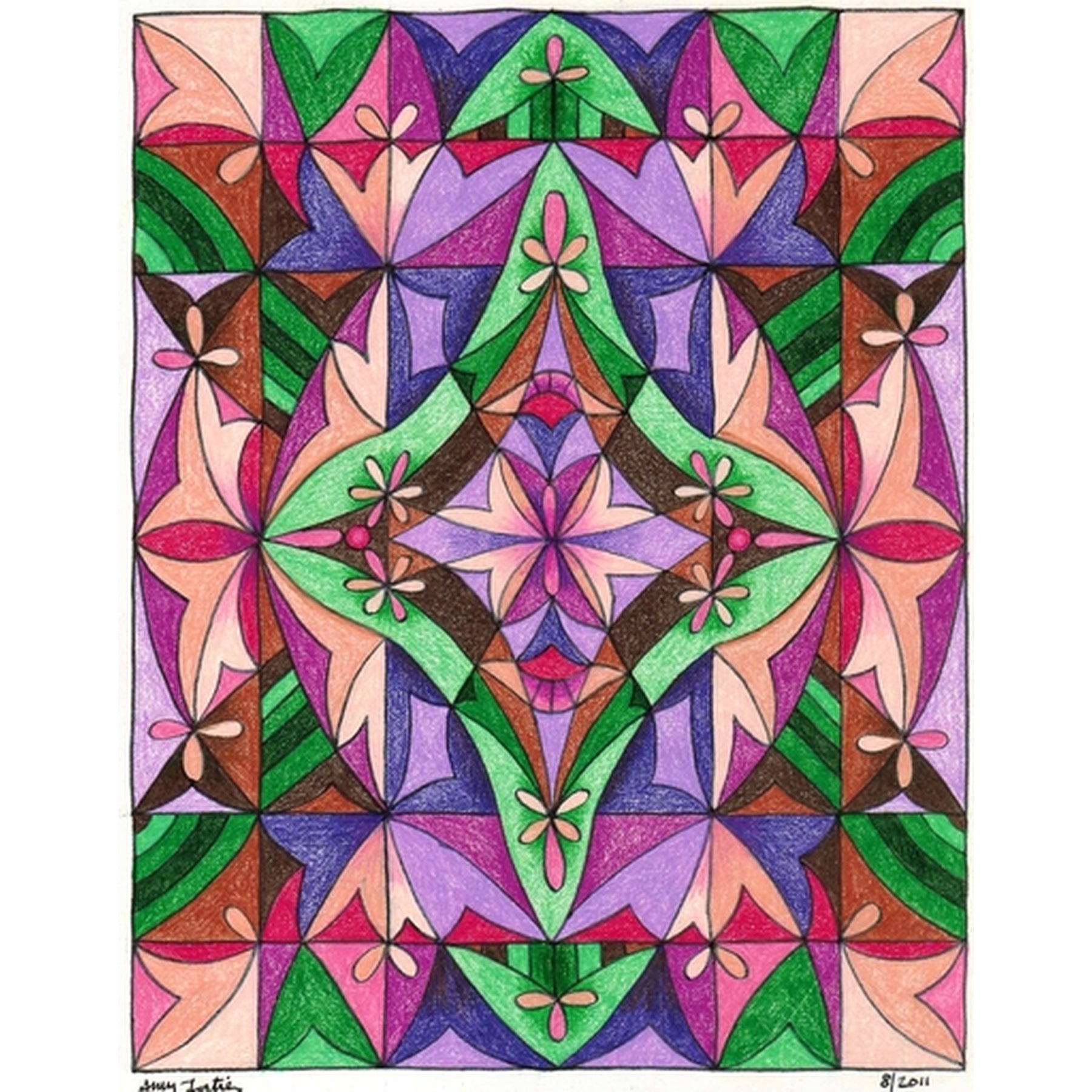 Blushing Violet, rug hooking pattern