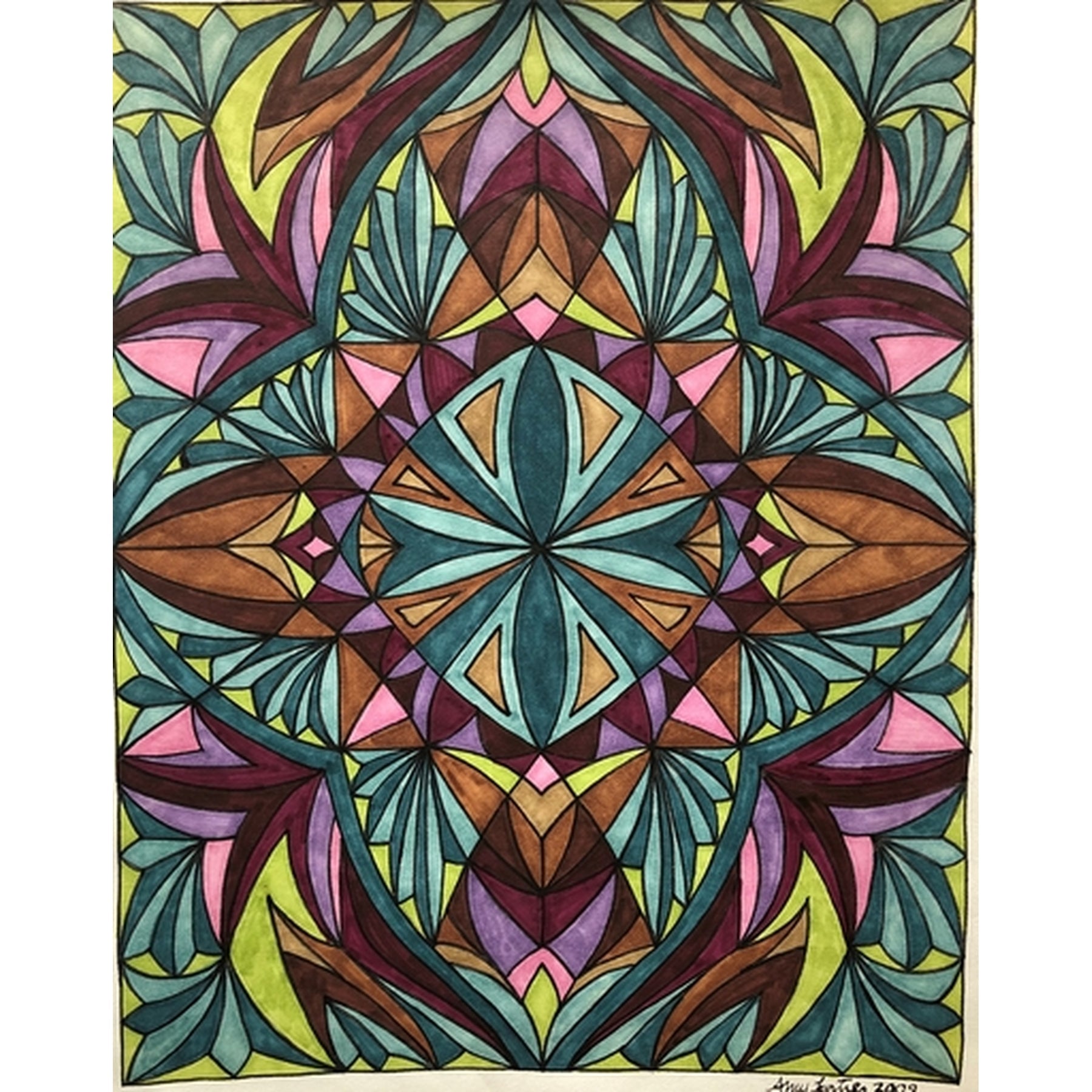Borage, rug hooking pattern