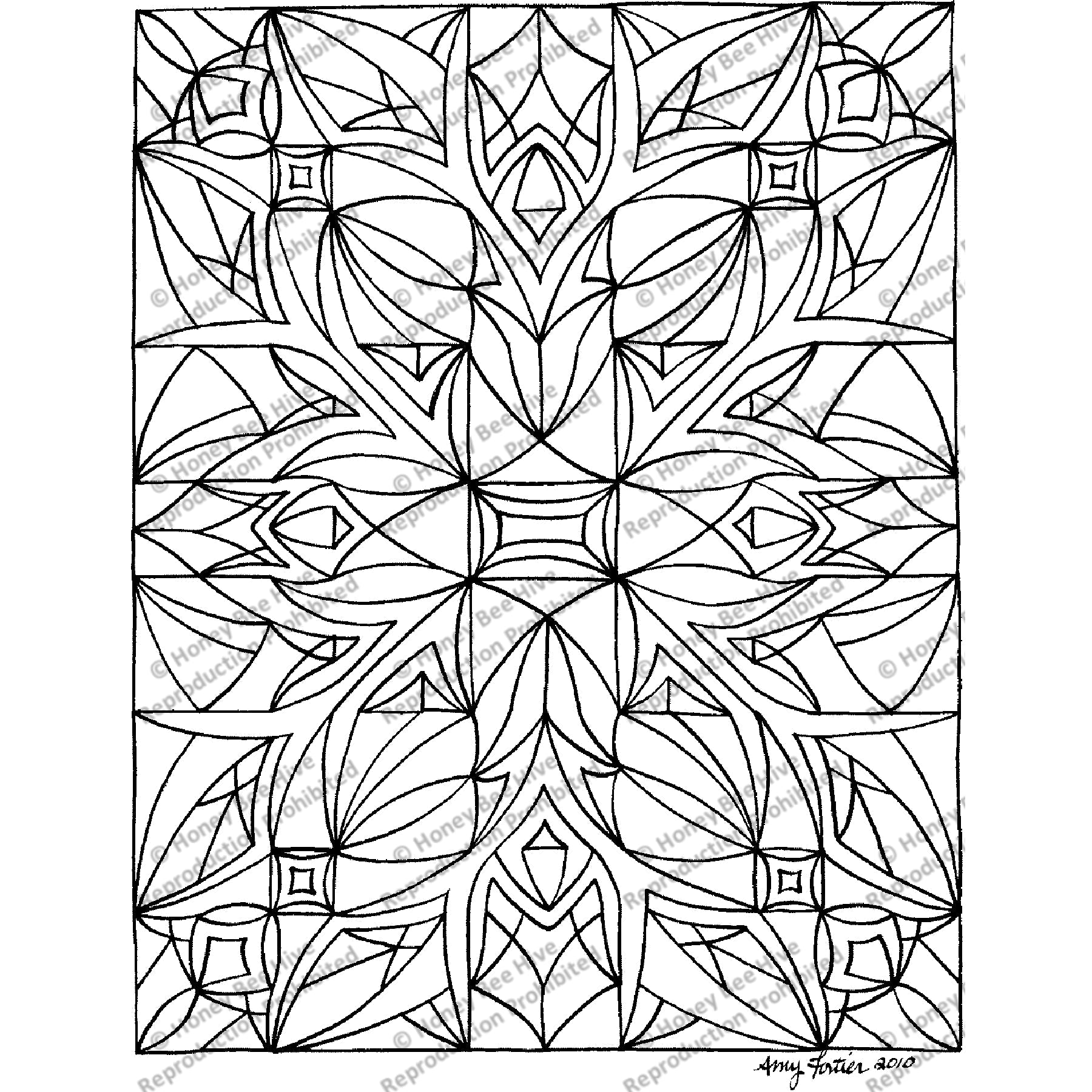 Peony, rug hooking pattern