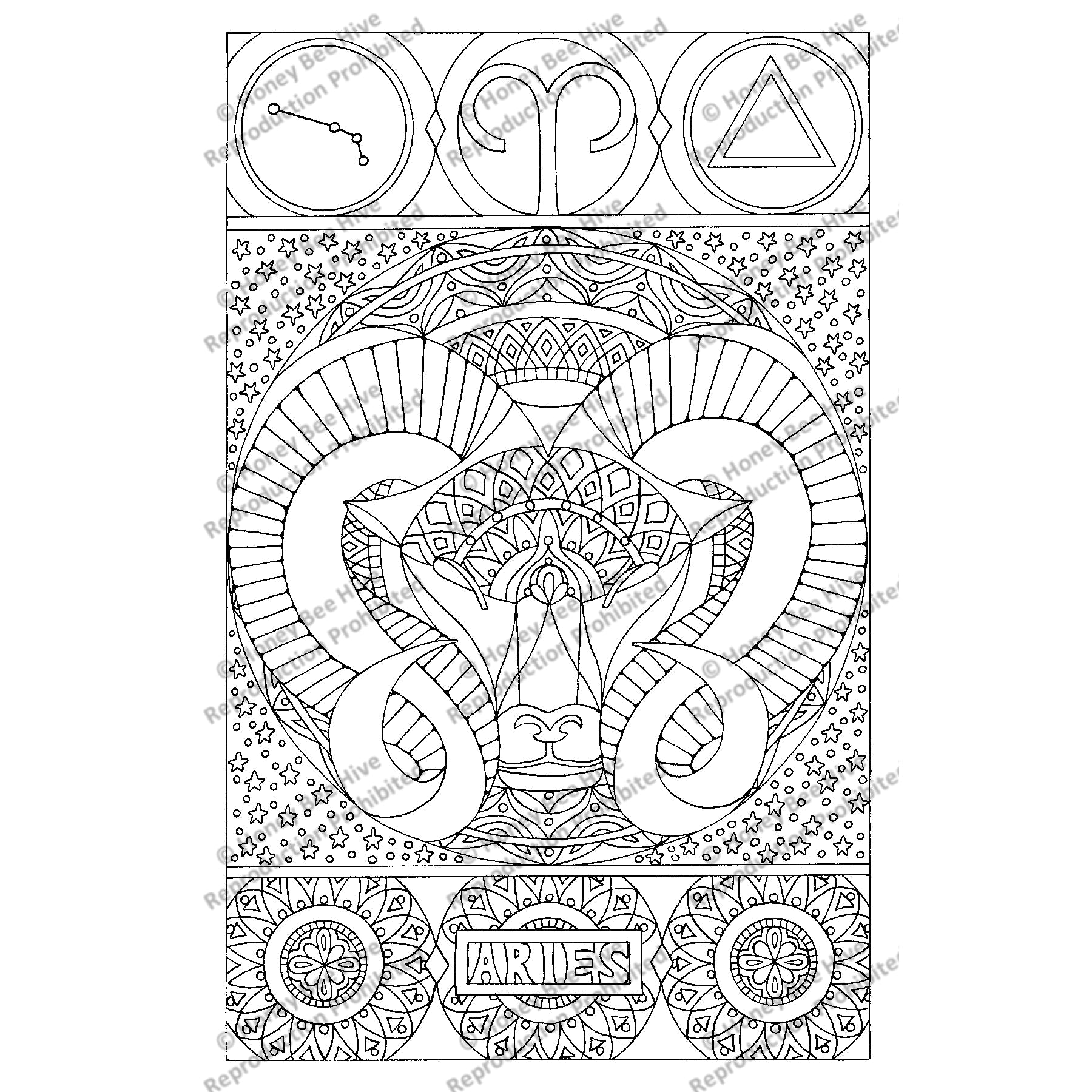 Aries, rug hooking pattern