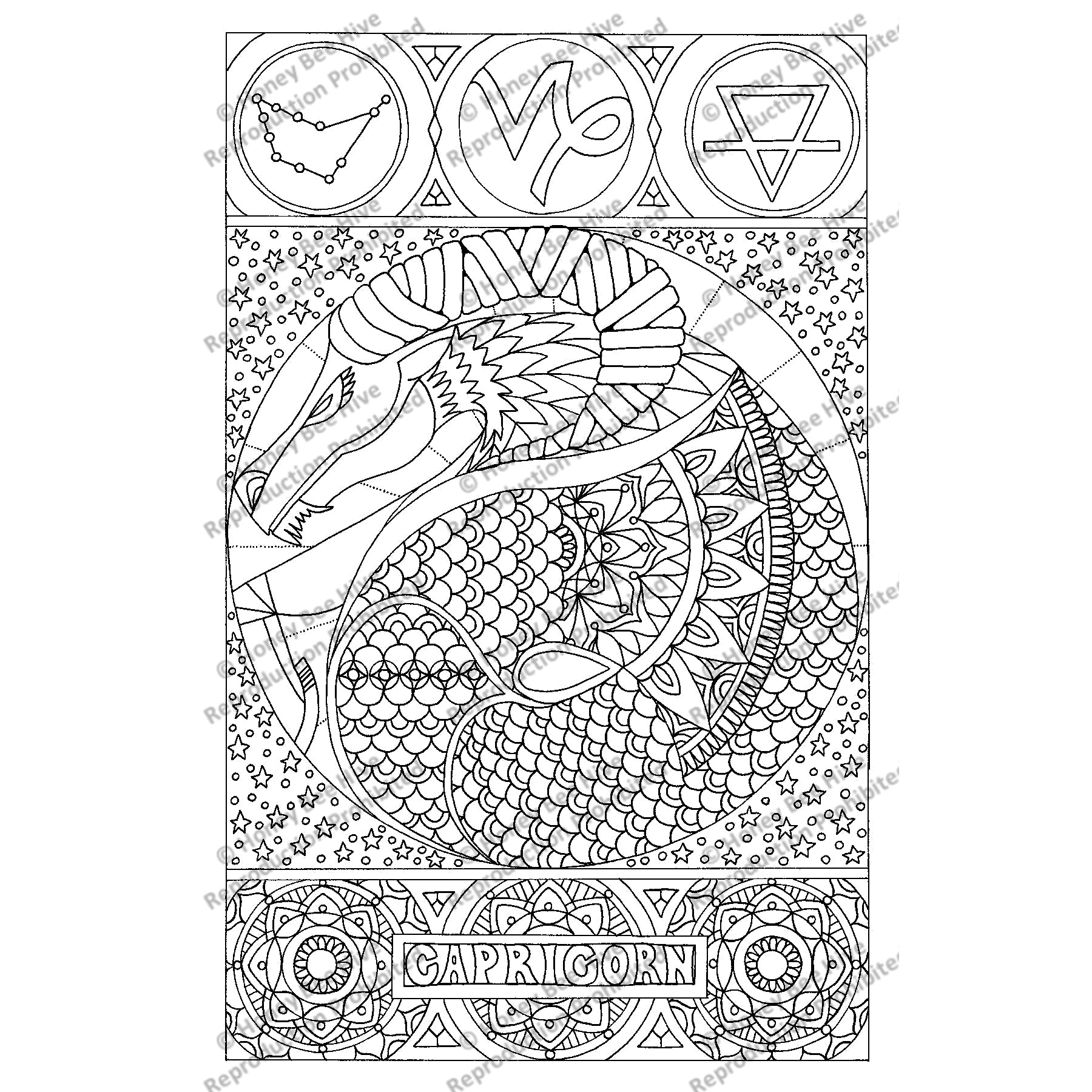 Capricorn, rug hooking pattern