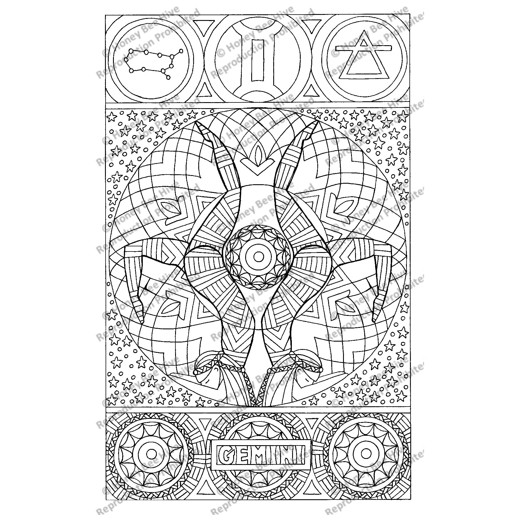 Gemini, rug hooking pattern