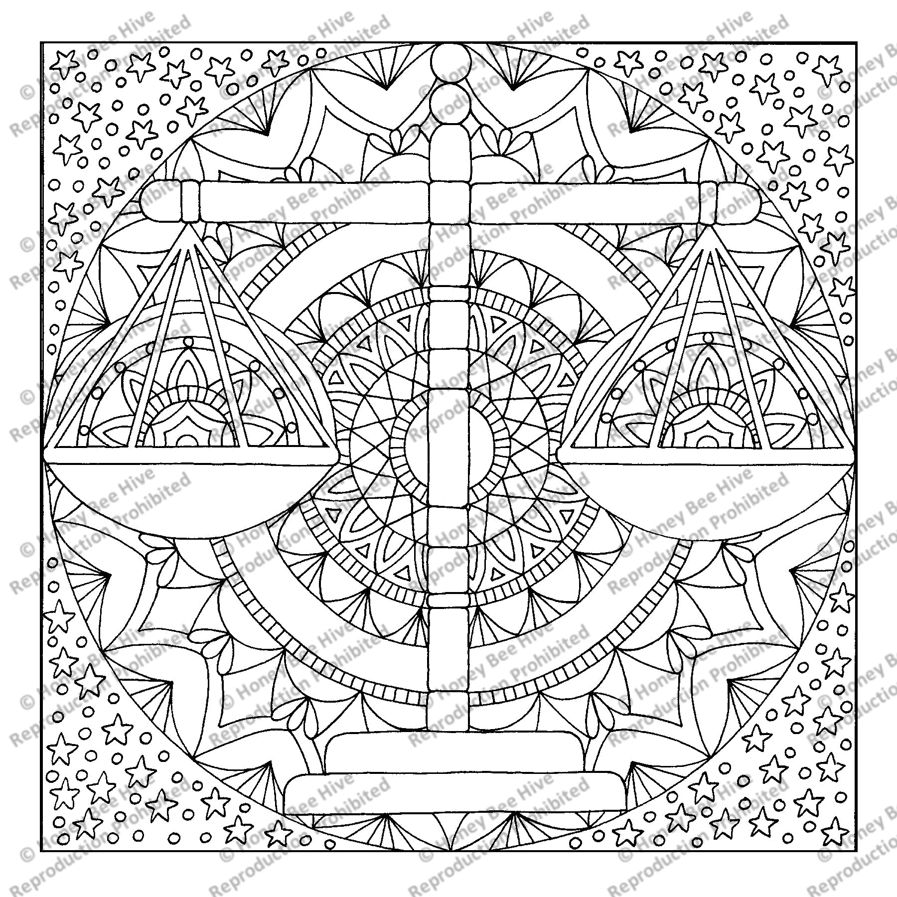 Libra, rug hooking pattern