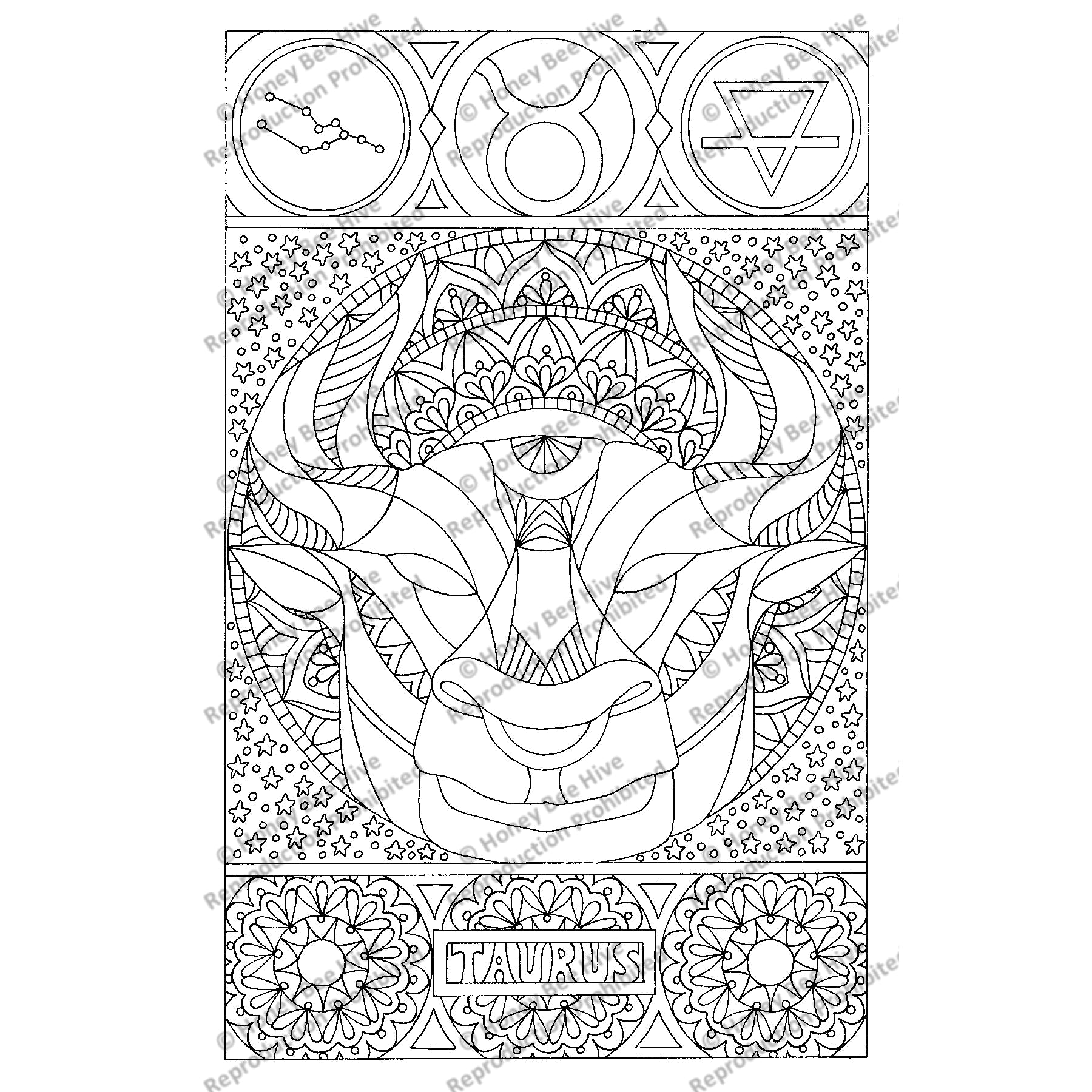 Taurus, rug hooking pattern