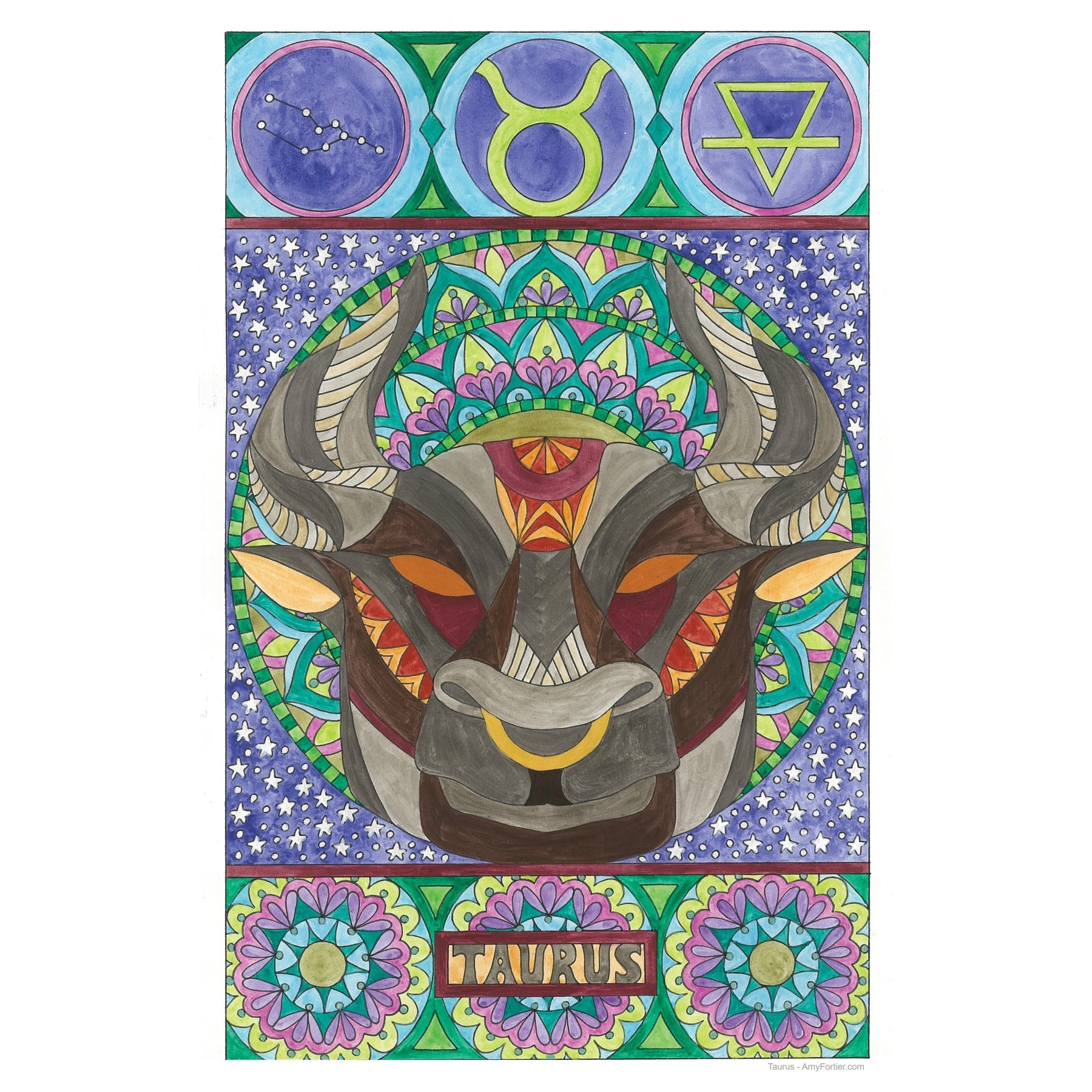 Taurus, rug hooking pattern