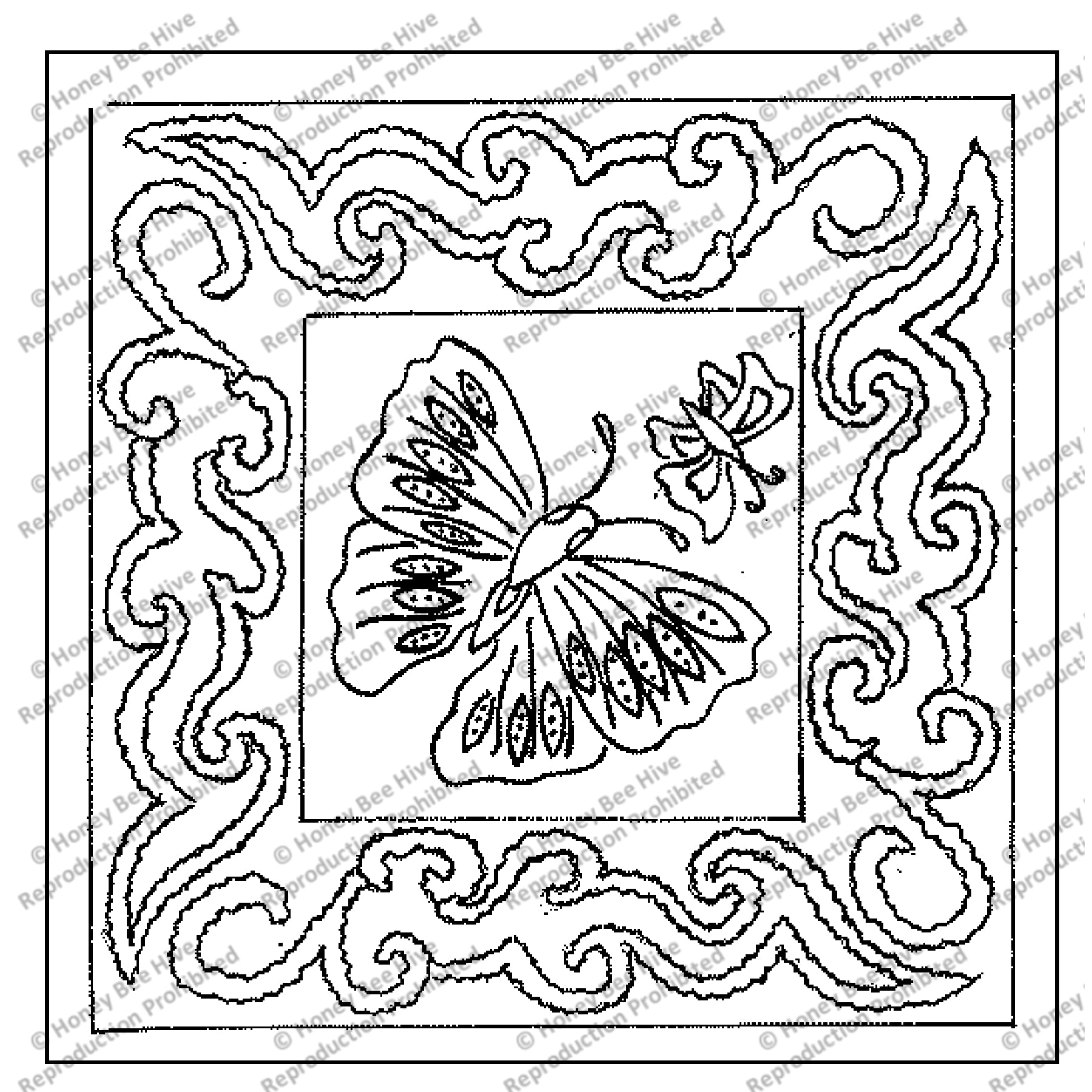 Chinese Butterflies, rug hooking pattern