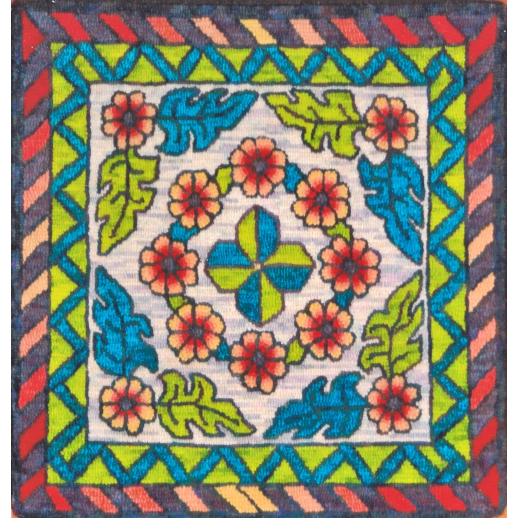Ghiordes, rug hooked by Laura Boszormeny