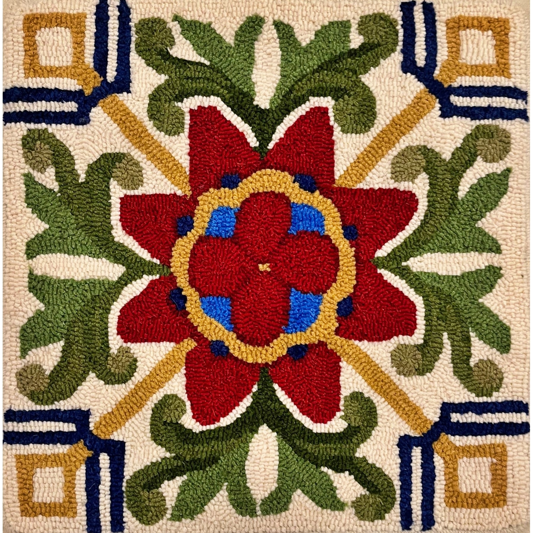 St. Augustine, rug hooked by Kathy Kovaric
