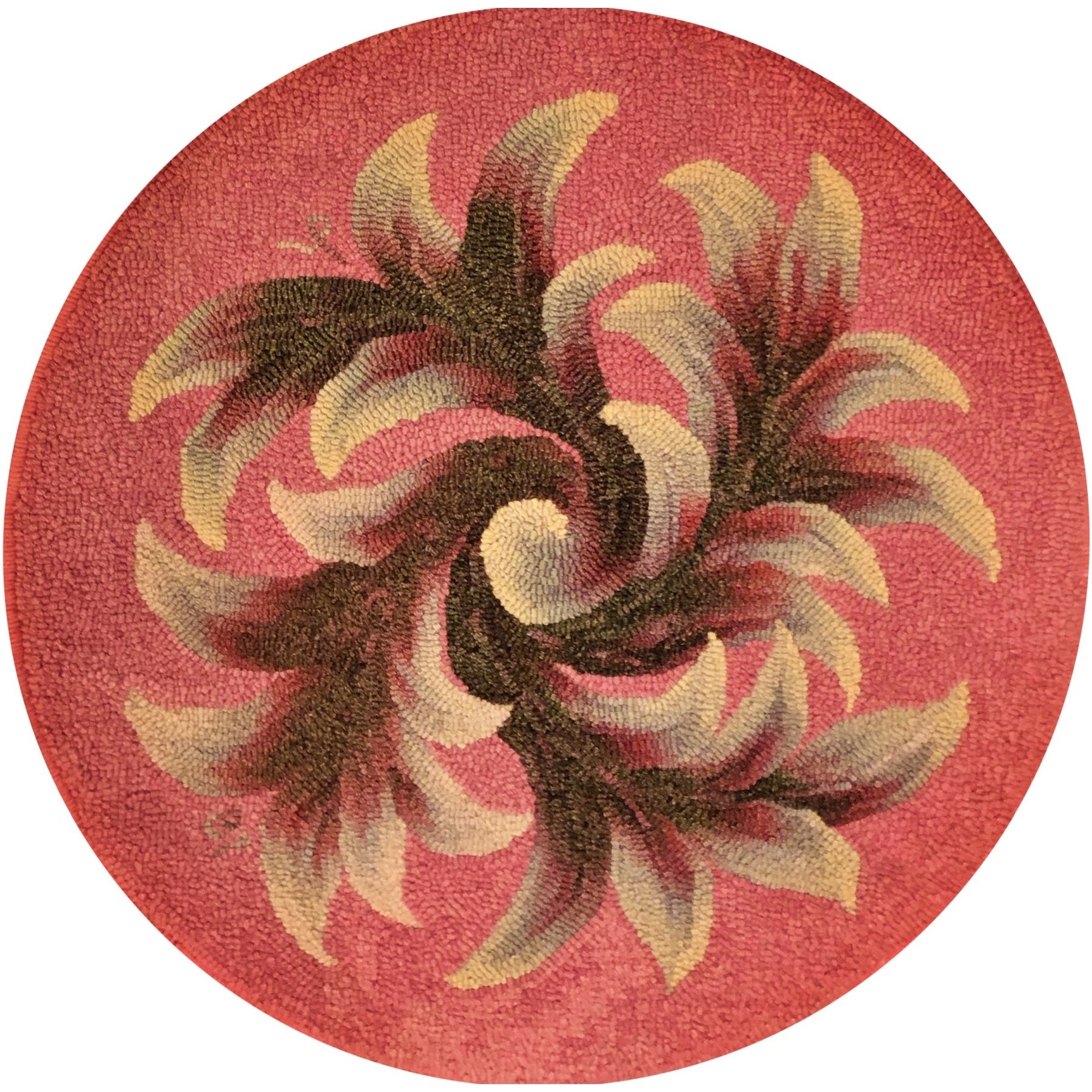 Pinwheel Scroll, rug hooked by Diana Foltz