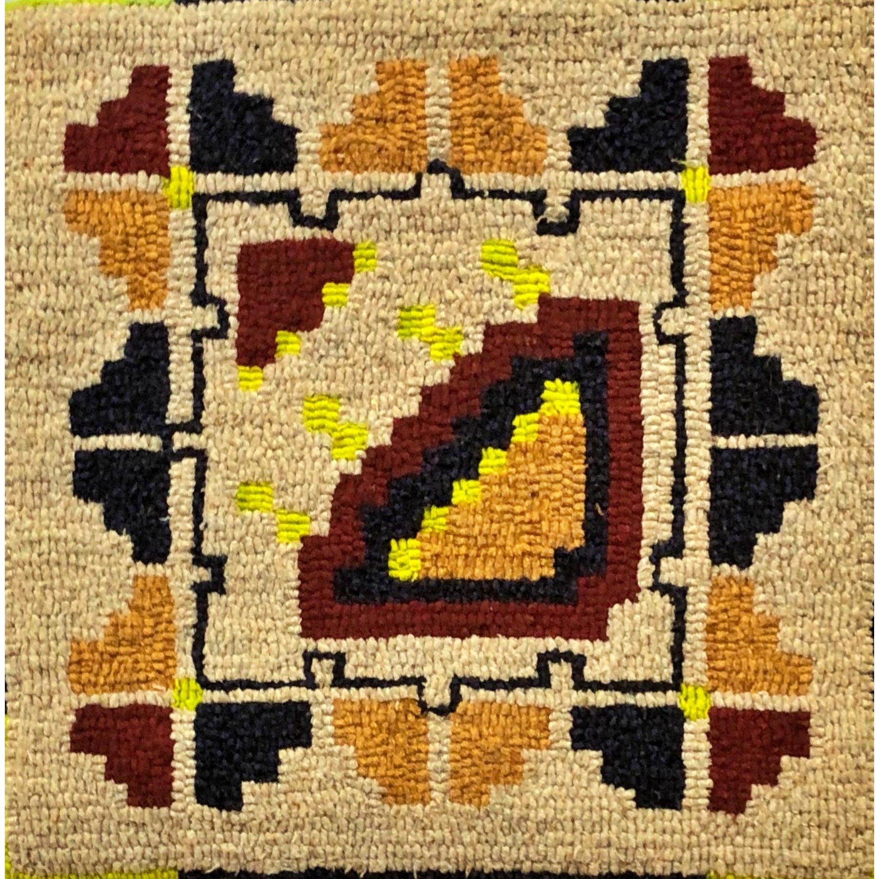 Burntwater, rug hooked by Benita Raleigh
