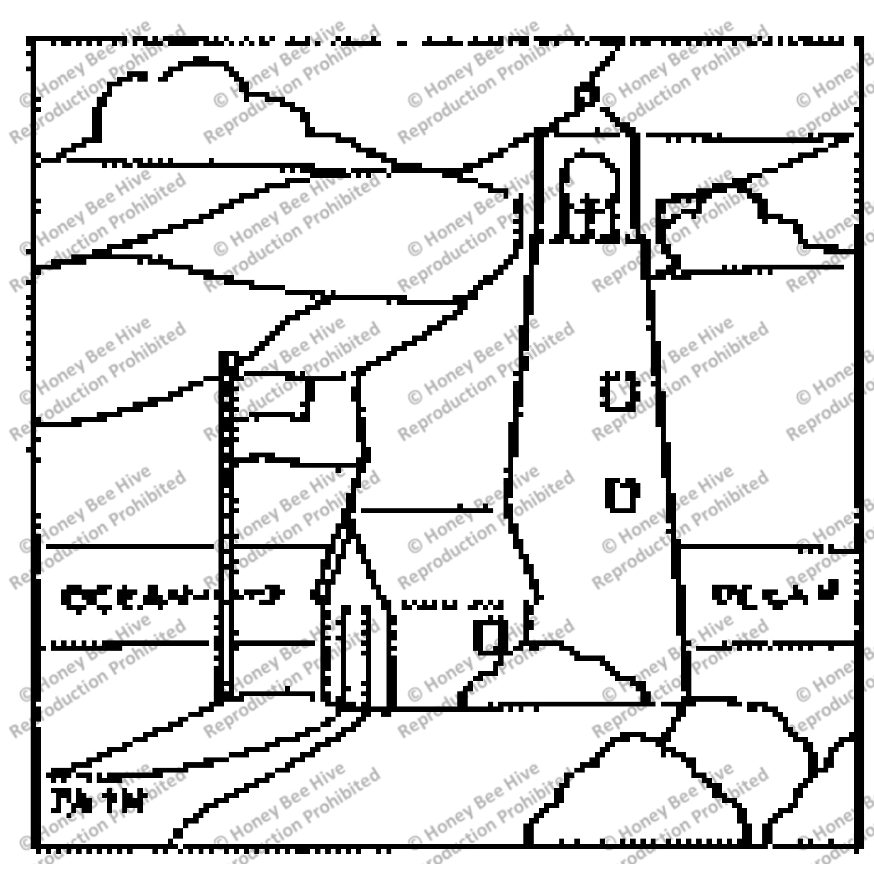 Stained Glass Lighthouse, rug hooking pattern