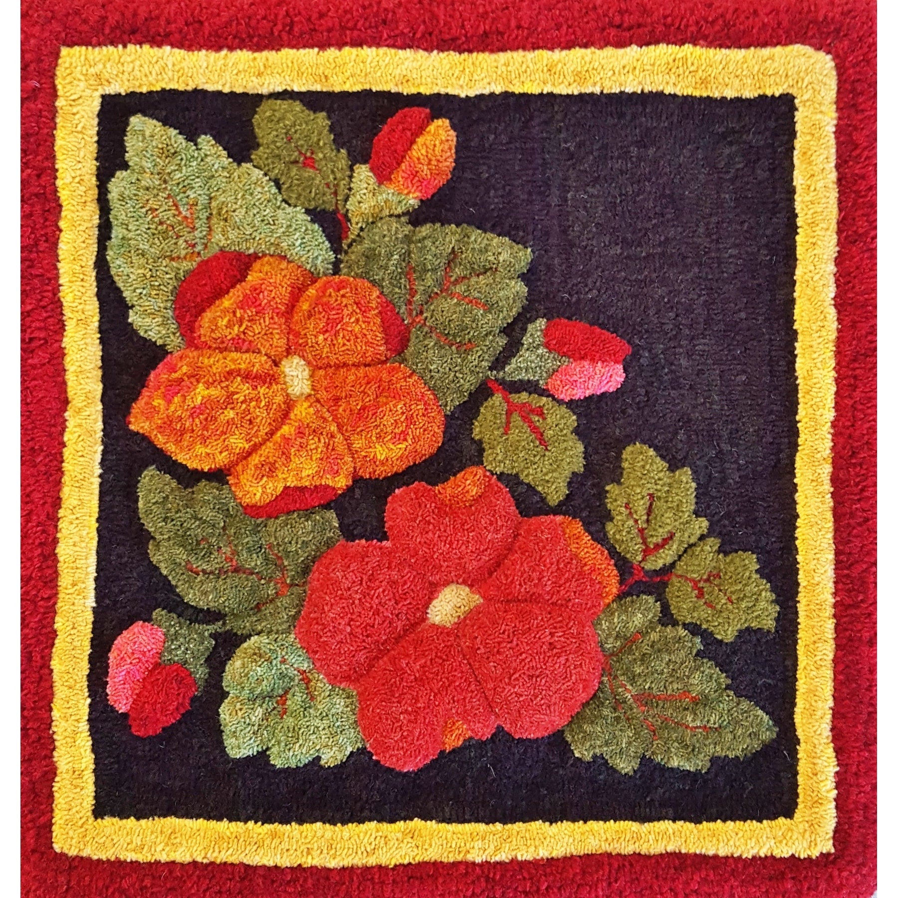 Large Texture Flowers daisy Rug Hooking Hooked Pattern on Primitive Linen -   New Zealand