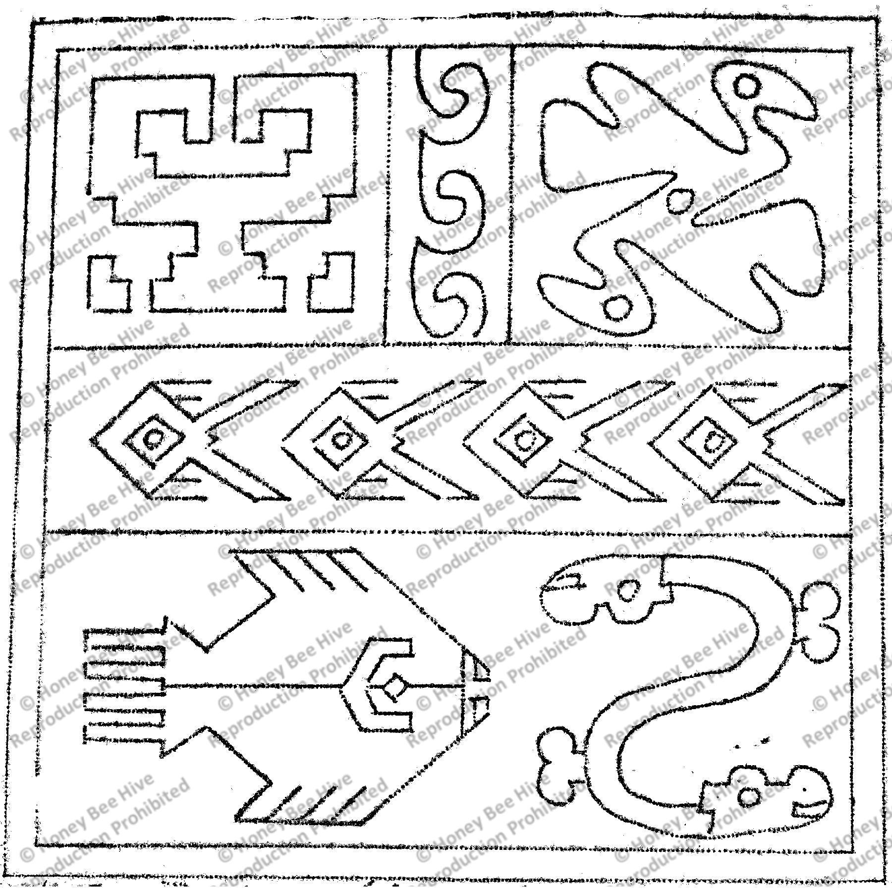 Peruvian Images, rug hooking pattern