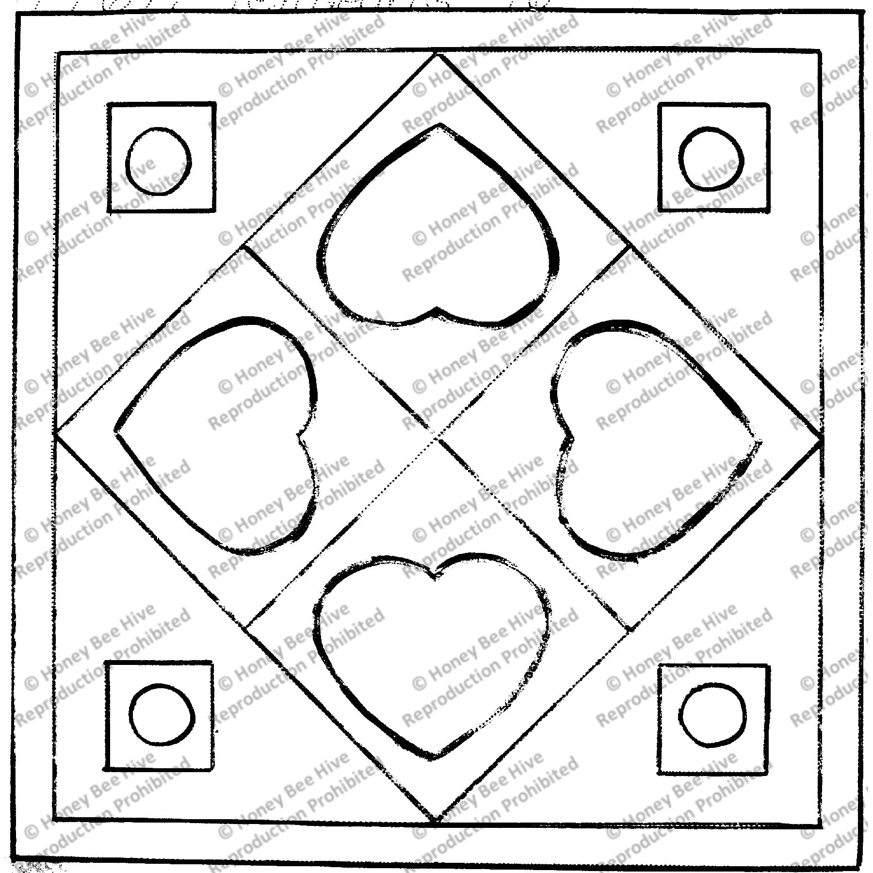 Ten Hearts, rug hooking pattern