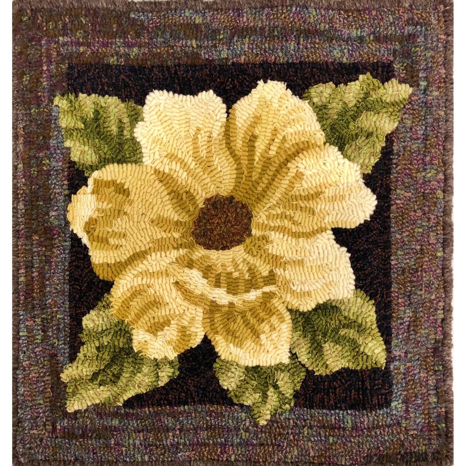 Magnolia, rug hooked by Judy Werling