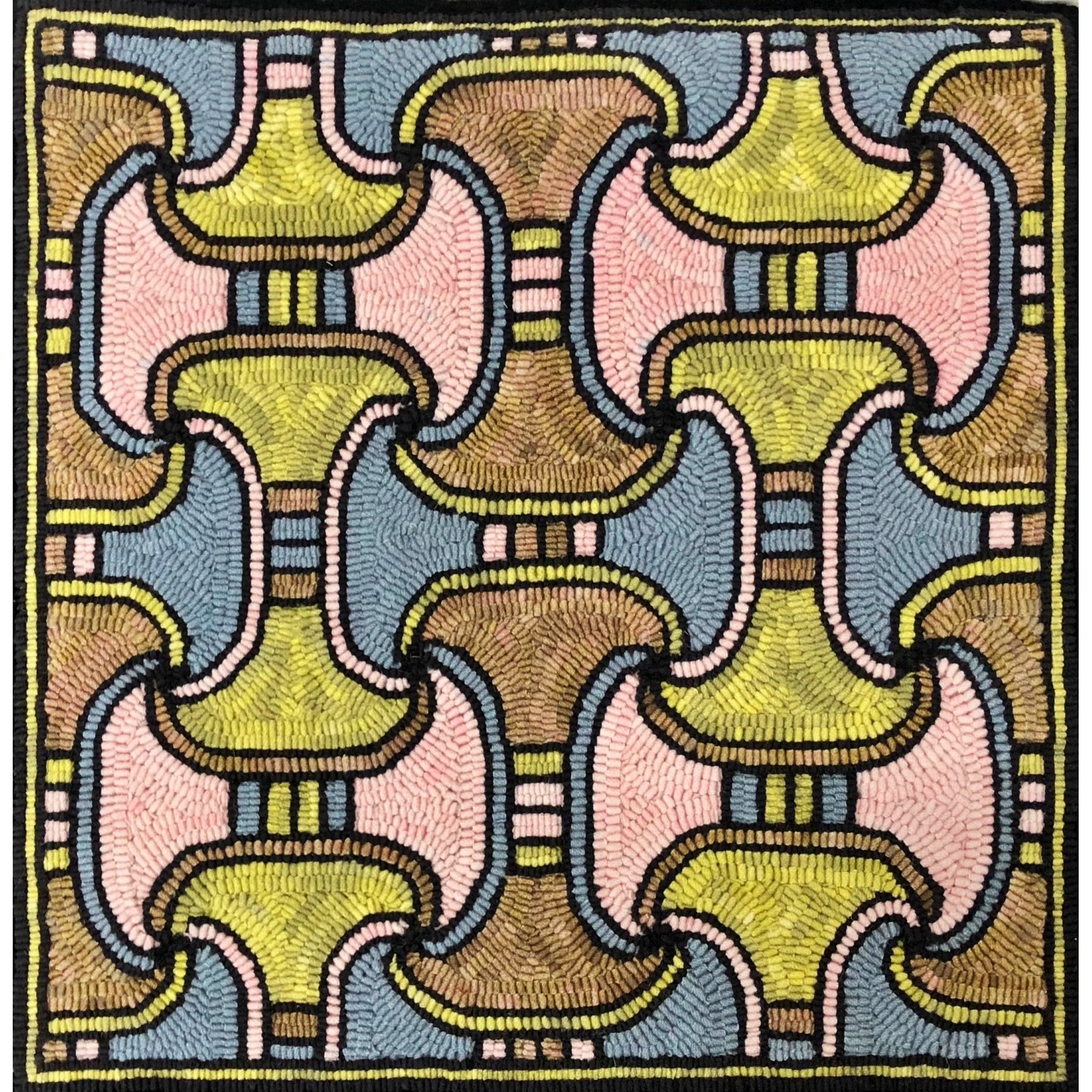 Symmetry, rug hooked by Pat Murray