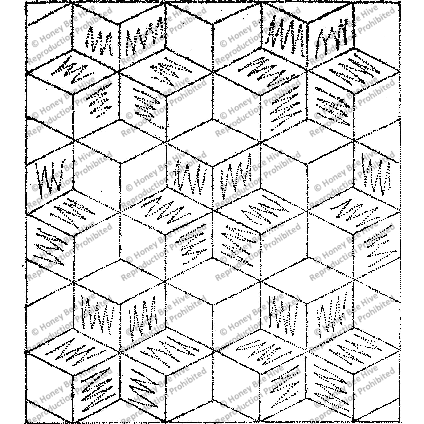 Star Block, rug hooking pattern