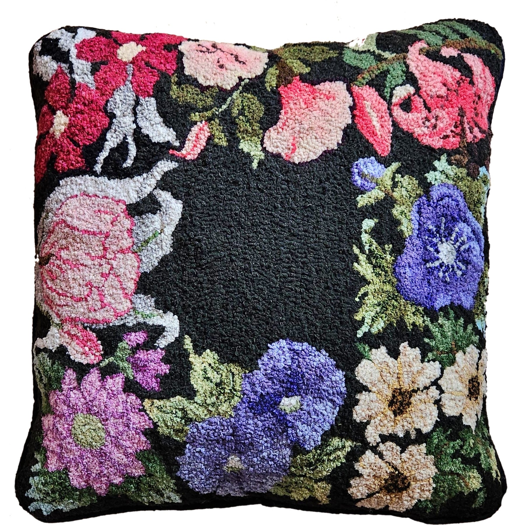 Floral Sampler, rug hooked by Kathie Yancey