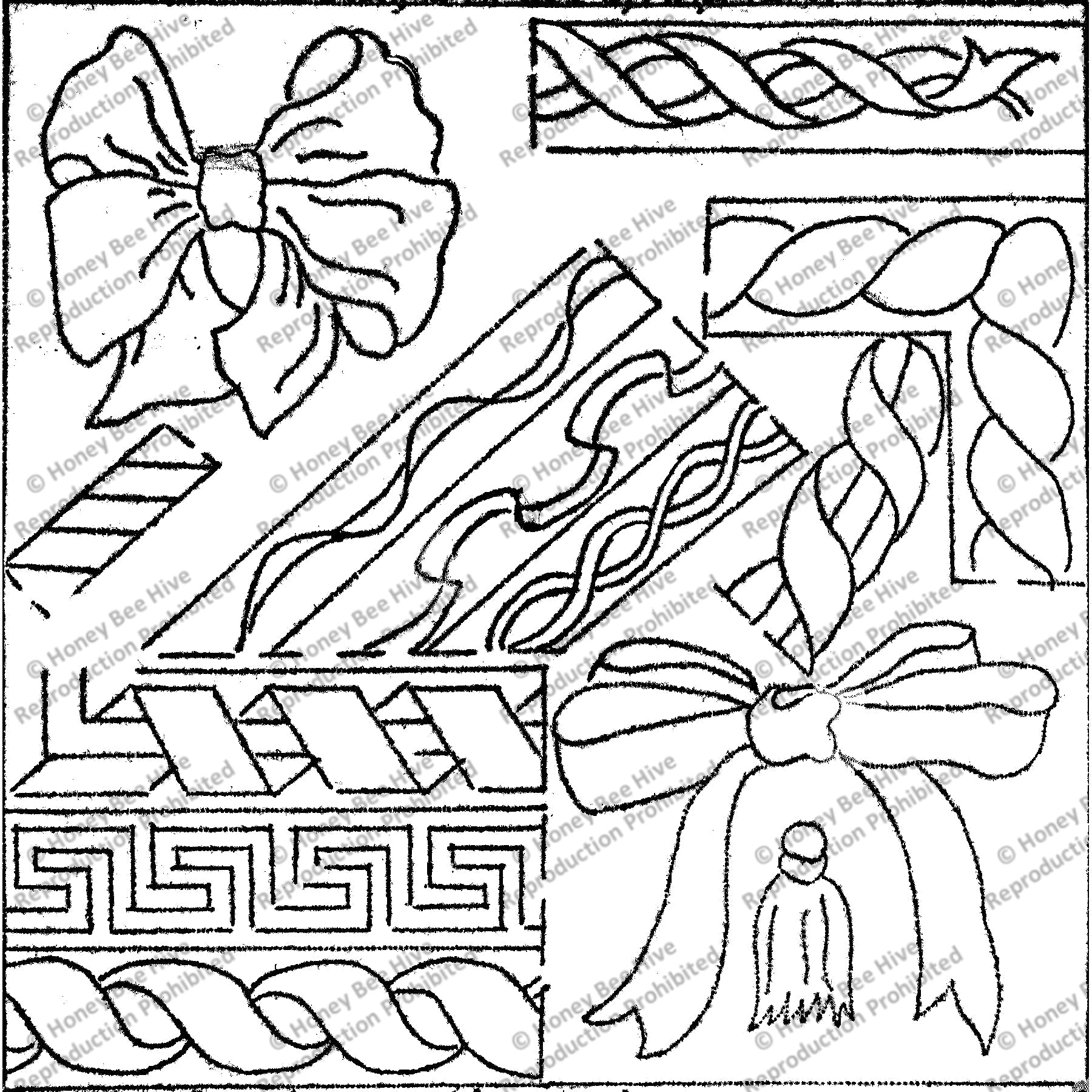 Bows Border, Etc., rug hooking pattern