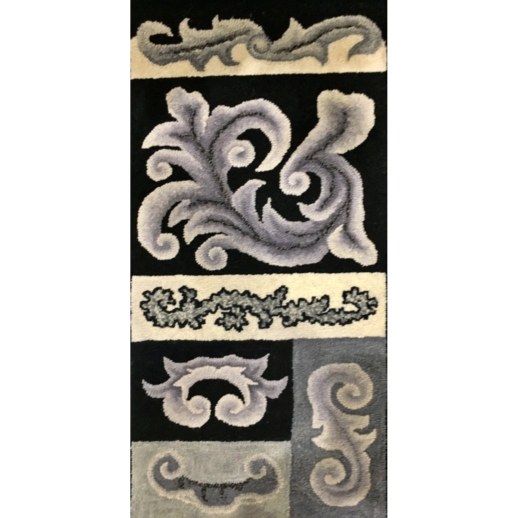 Scroll Sampler, rug hooked by Marty Liptak