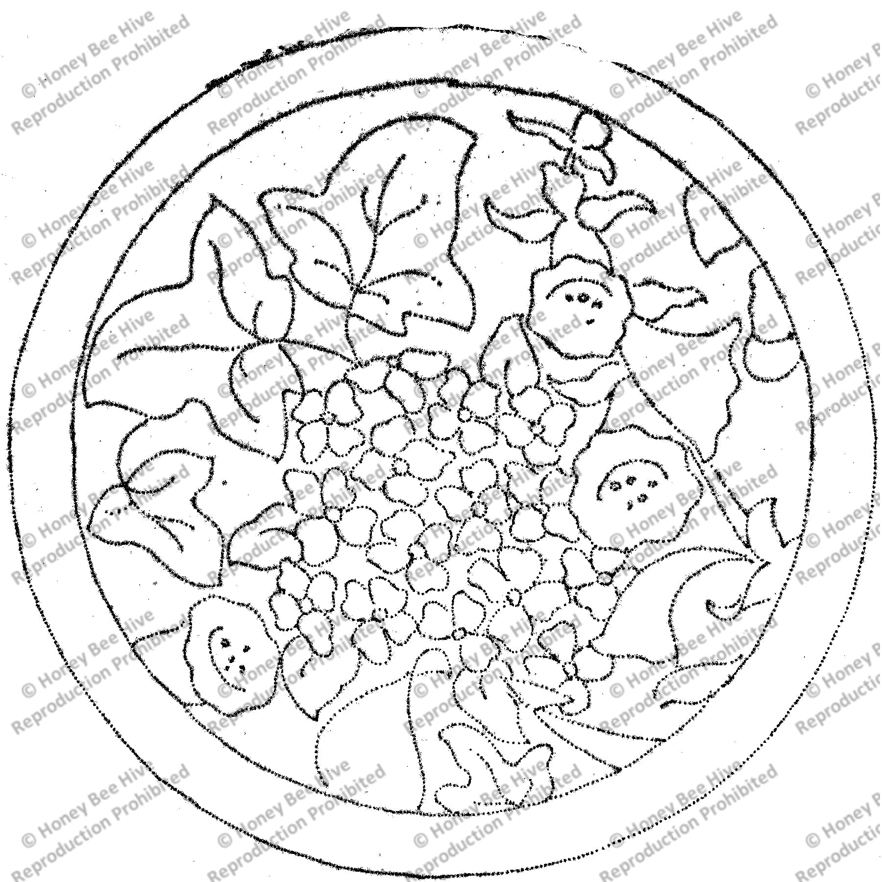 Rapture - Hydrangea, rug hooking pattern