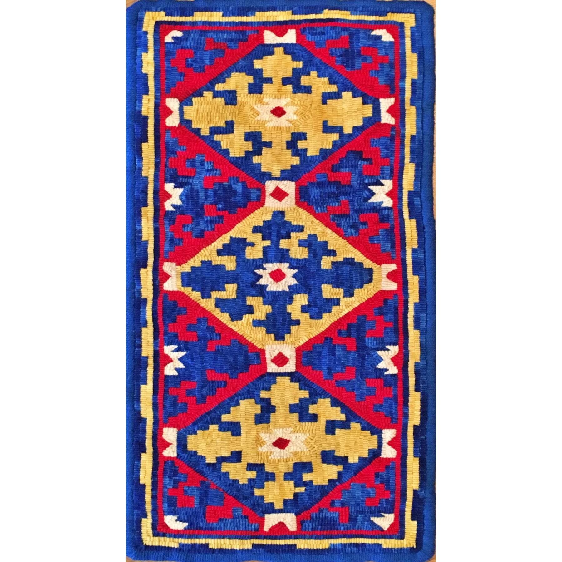 Kurdistan Runner, rug hooked by Alison Knight