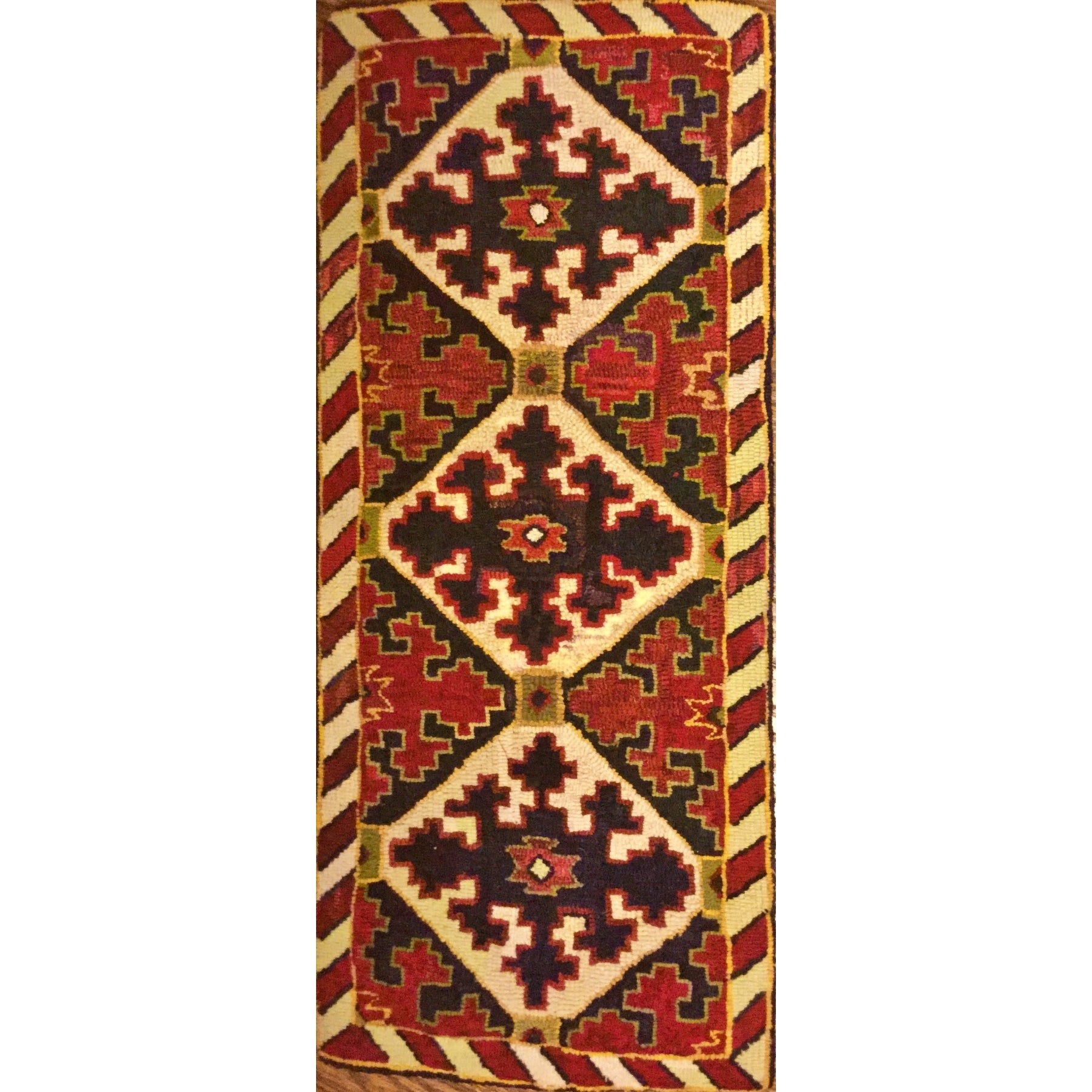 Kurdistan Runner, rug hooked by Martha Reynolds