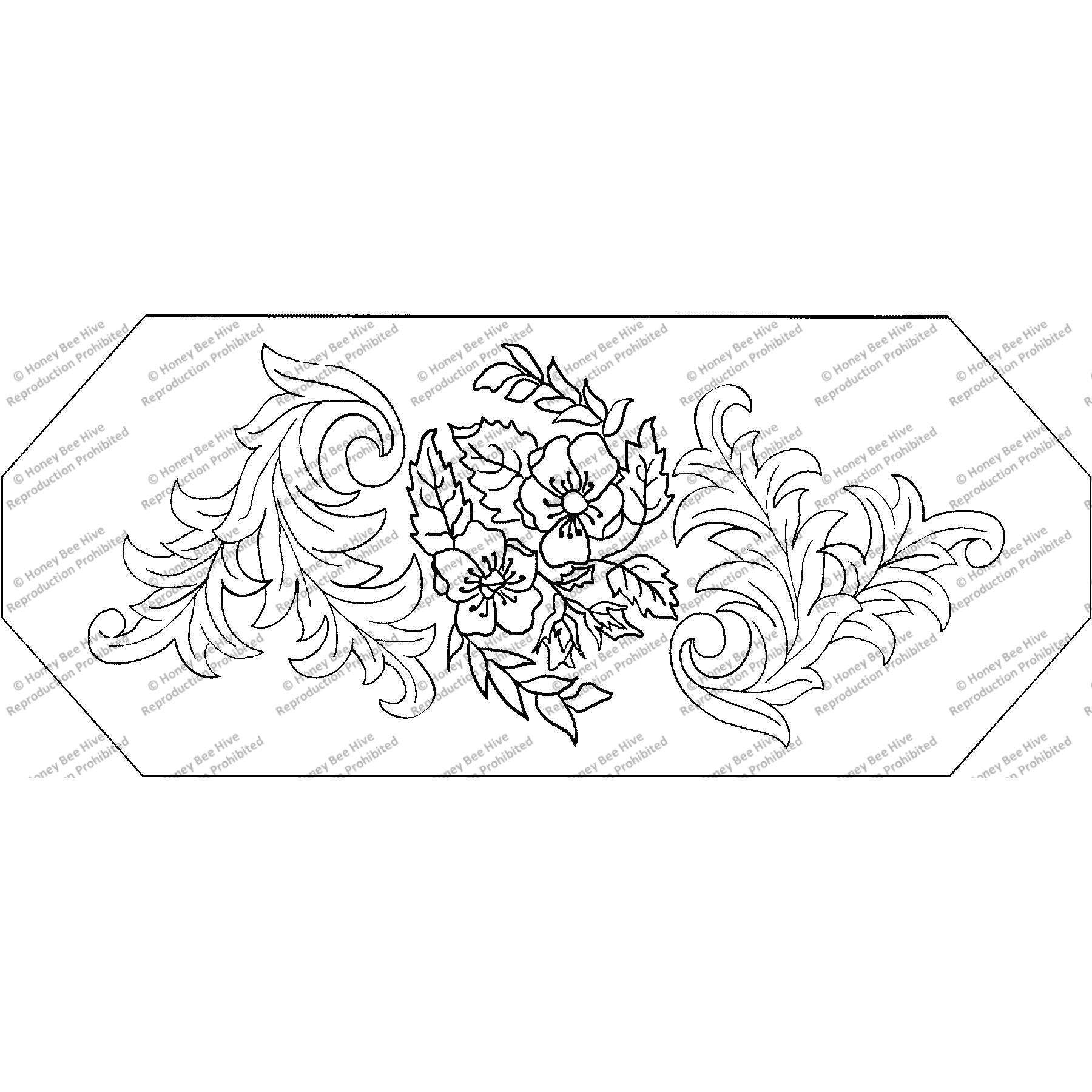 Wild Rose Scroll, rug hooking pattern