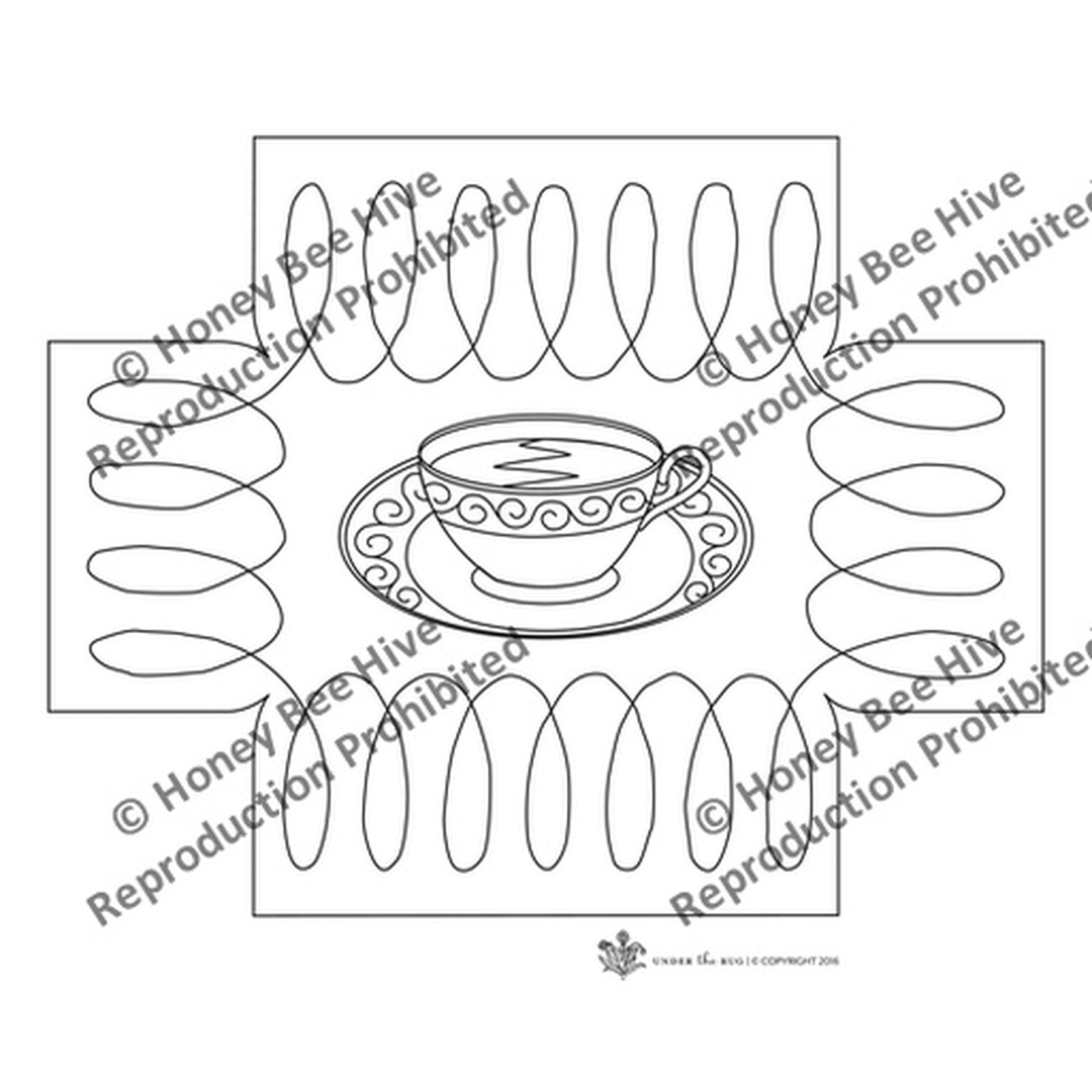 Teacup - Queen Anne Footstool Pattern, rug hooking pattern