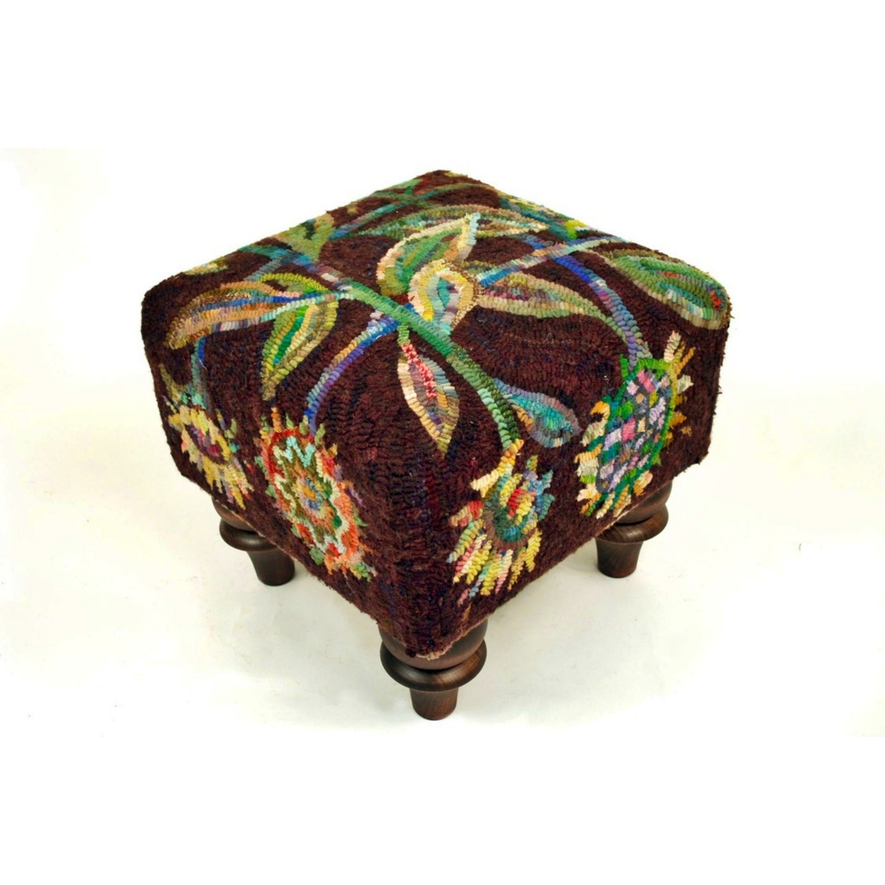 Sunflower - Square Footstool Pattern, rug hooked by Kim Nixon