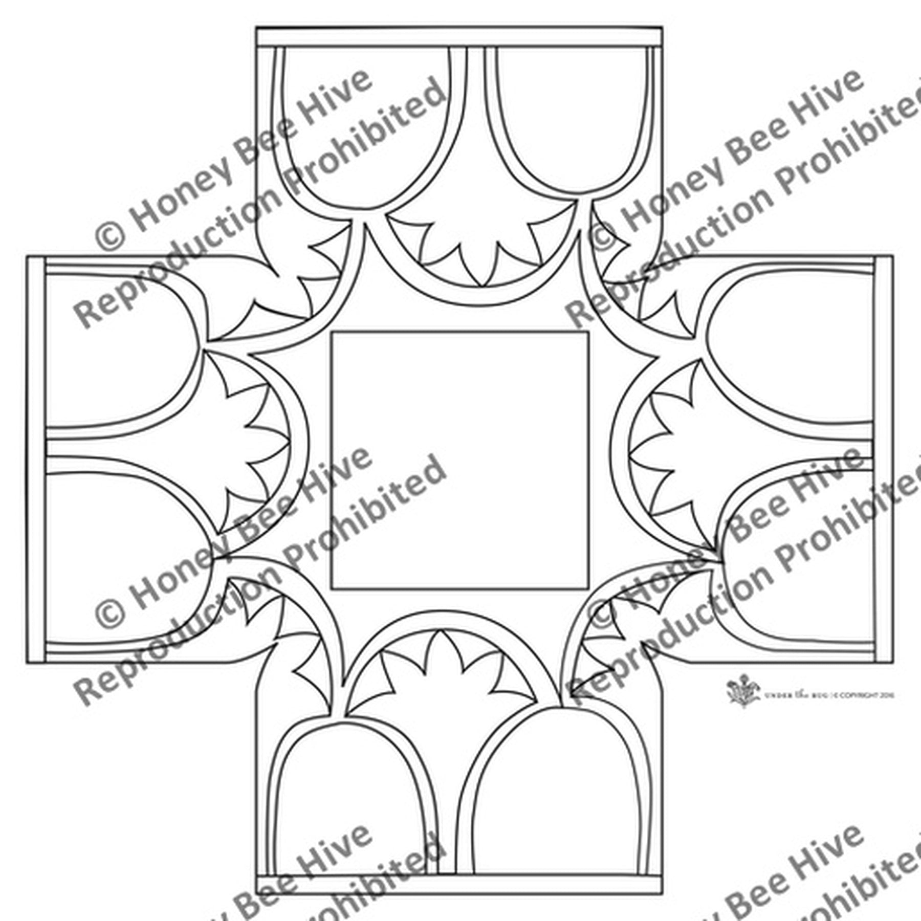 Penny Rug Trees - Square Footstool Pattern, rug hooking pattern
