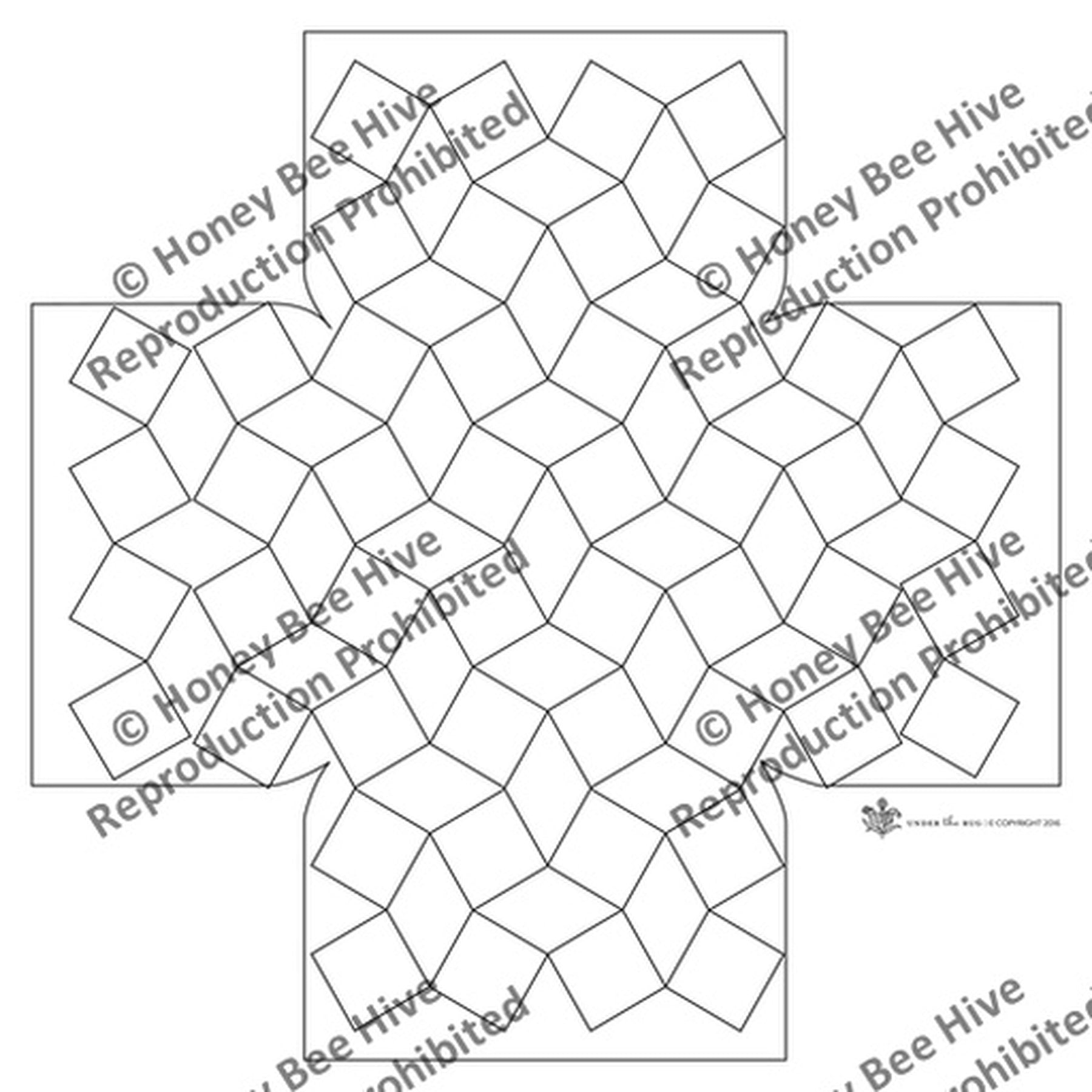 Tricky Geometric  - Square Footstool Pattern, rug hooking pattern